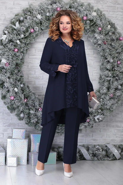 Sylis-Mode 3-piece embroidered suit in plus size