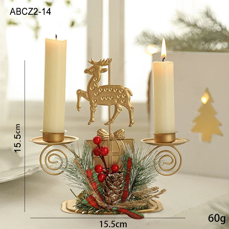 Candle Holder LumiNoel | Golden Christmas Candle Holder Made of Iron | Snowflake, Star, Tree & Reindeer | Table Decoration for Christmas & New Year