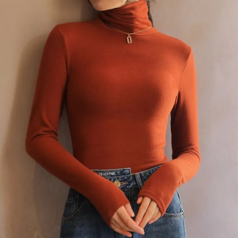 Sylis-Mode - Velvet Roll Neck Sweater for Women