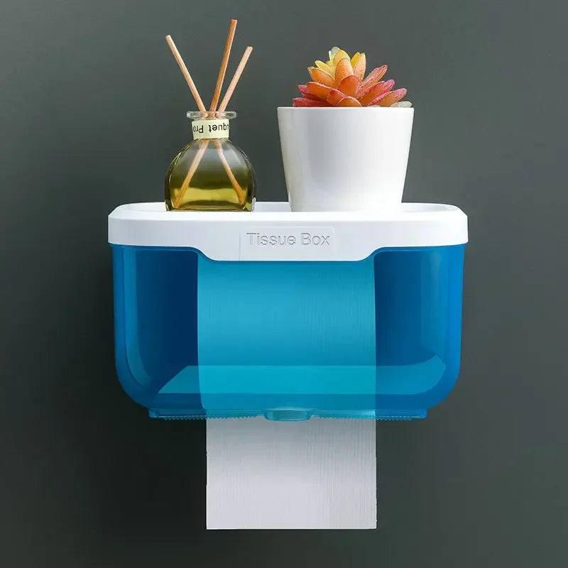 Wall-Mounted Toilet Paper Holder | With Shelf & Waterproof Box | Modern & Space-Saving