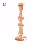 Ribbed Glass Candle Holders - Amber