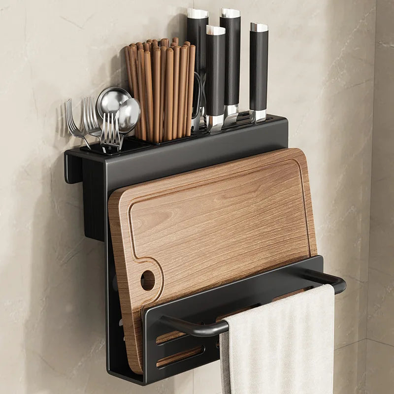 ChefSpace Wall-mounted Knife Holder with Cutting Board Storage – Stainless Steel
