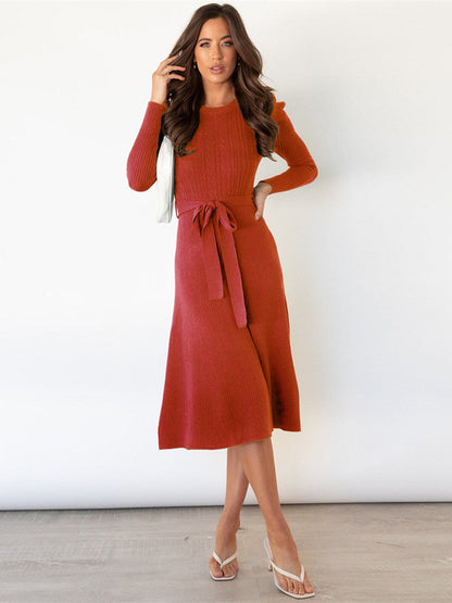 Sylis | Midi knit dress with round neck
