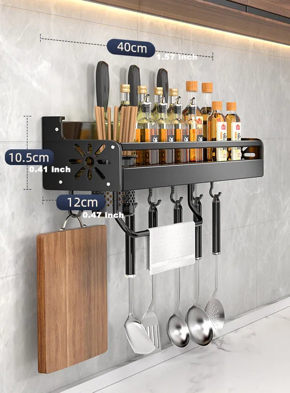 Kitchen wall shelf made of metal – Self-adhesive & screwable | Non-slip wave pattern | Mounting accessories included