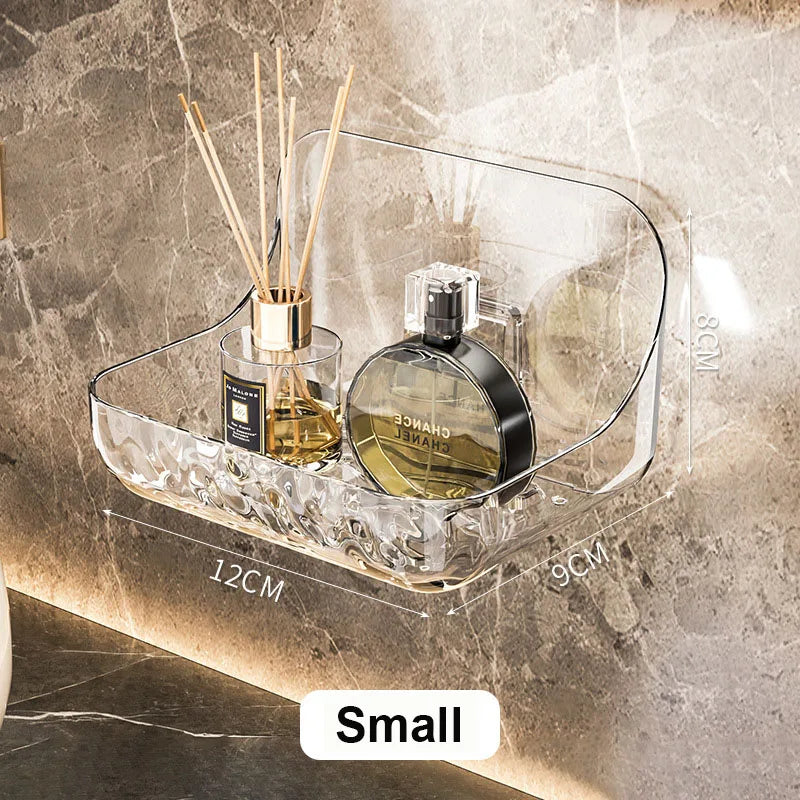 Clario WallClear Wall Shelf Transparent | Acrylic Shelf Without Drilling | For Bathroom & Kitchen | Strong Adhesion & Removable