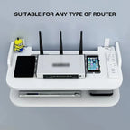 SkyConnect Home | WLAN Router Wall Shelf | Hidden Cable Organizer & Socket Holder | Floating Shelf for TV Box & More | White | 40×12×8 cm