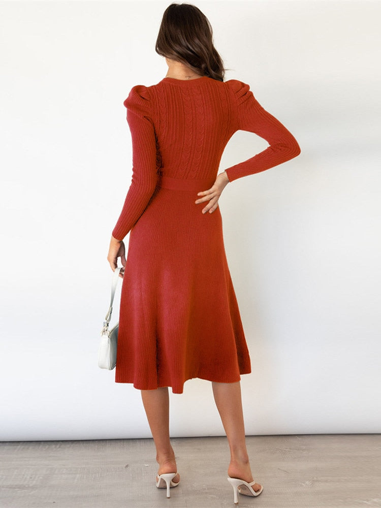 Sylis midi knitted with round neck