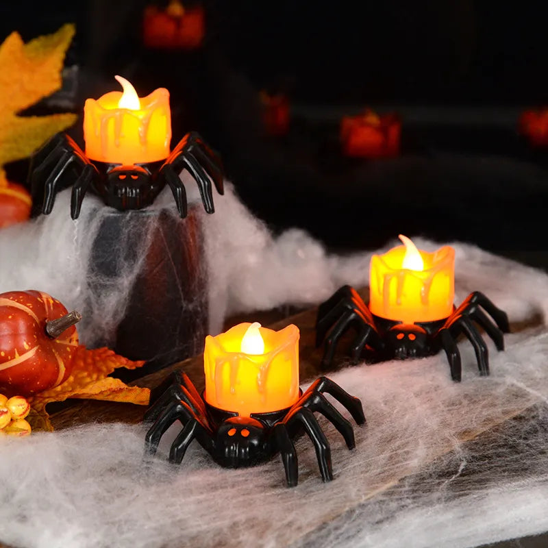 ️Halloween Spider Tealights Spooky Electric Flickering Artificial Candles
