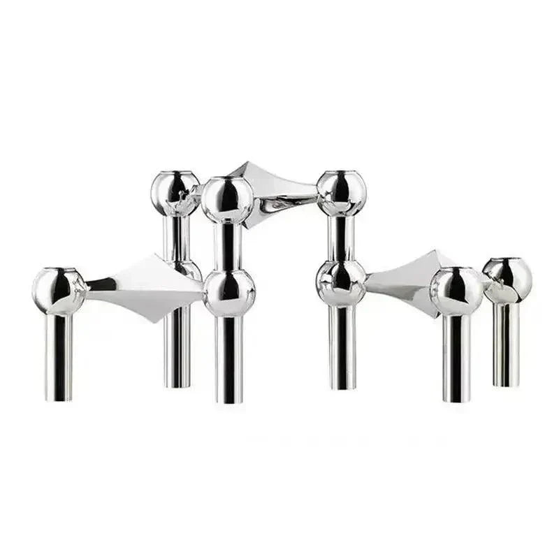 Modern Molecular Metal Candle Holder – Nordic-Style Silver Candle Stand for Elegant Home Decor