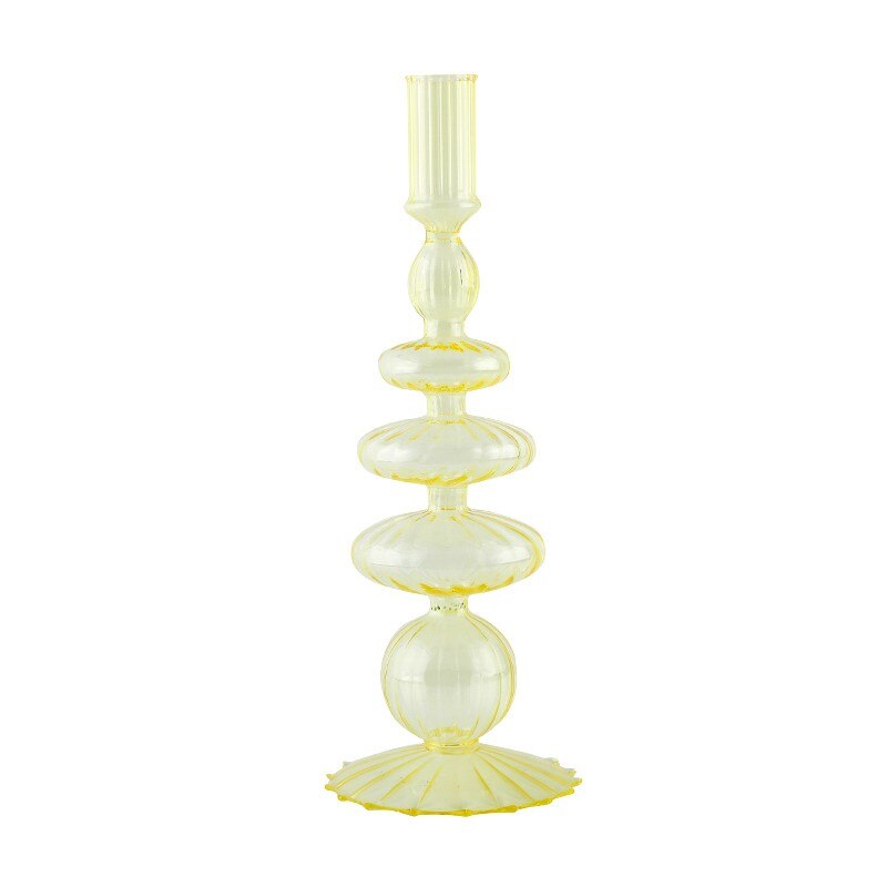 Ribbed Glass Candleholders - Pastel