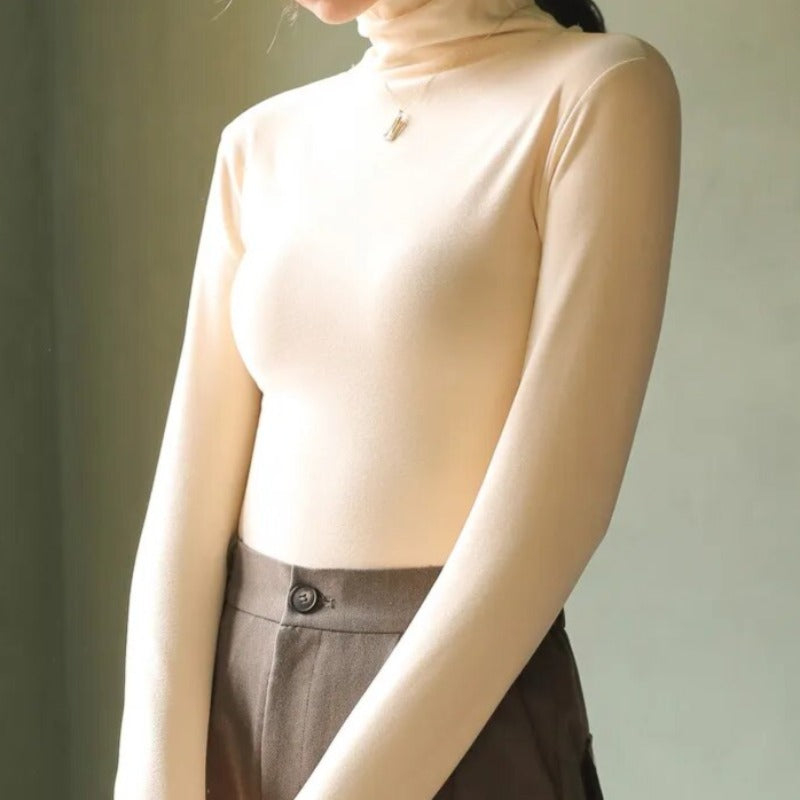 Sylis-Mode - Velvet Roll Neck Sweater for Women