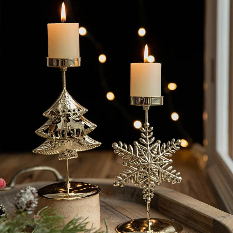 Iron Christmas Candlestick Holders