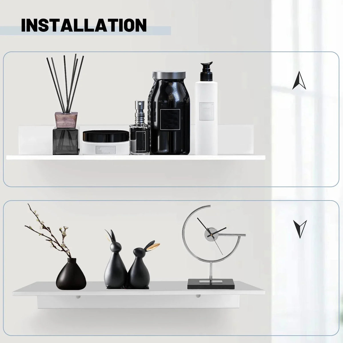 Metallura | Wall shelf made of metal | Floating shelf 30/40/50 cm | Space-saving storage for bathroom, kitchen & bedroom