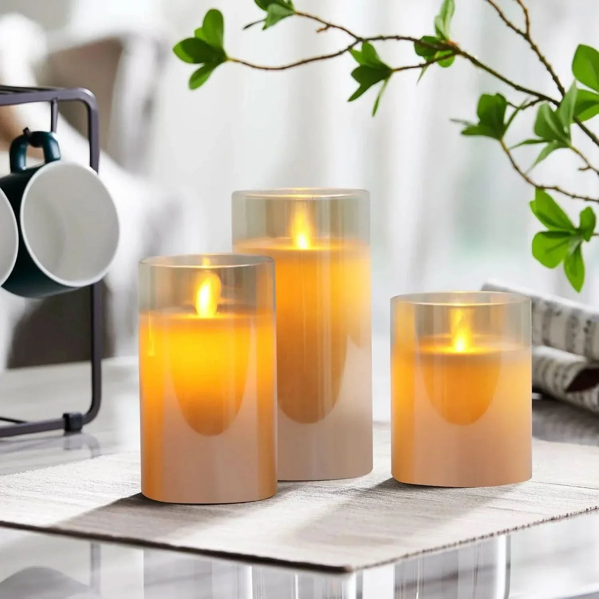 Wireless set for warm, safe light without an open flame