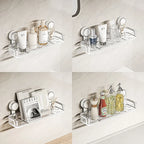 Wall shelf with suction cup | No drilling | Shelf for bathroom & kitchen | Multifunctional
