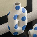 Blue Polka Dot Wonky Vase