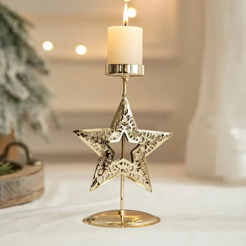 Iron Christmas Candlestick Holders