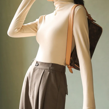 Sylis-Mode - Velvet Roll Neck Sweater for Women