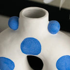 Blue Polka Dot Wonky Vase