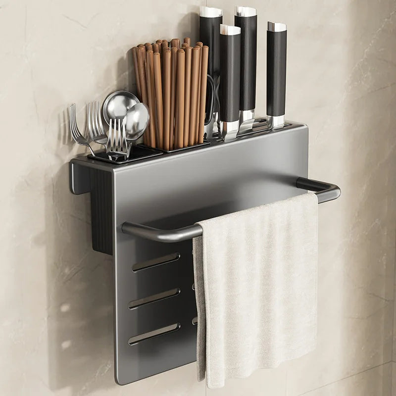 ChefSpace Wall-mounted Knife Holder with Cutting Board Storage – Stainless Steel