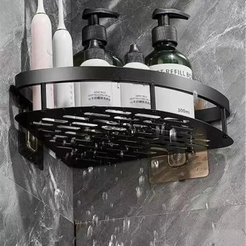 Corner Holder Aluminum Wall Shelf – Space-Saving Bathroom Organizer Without Drilling