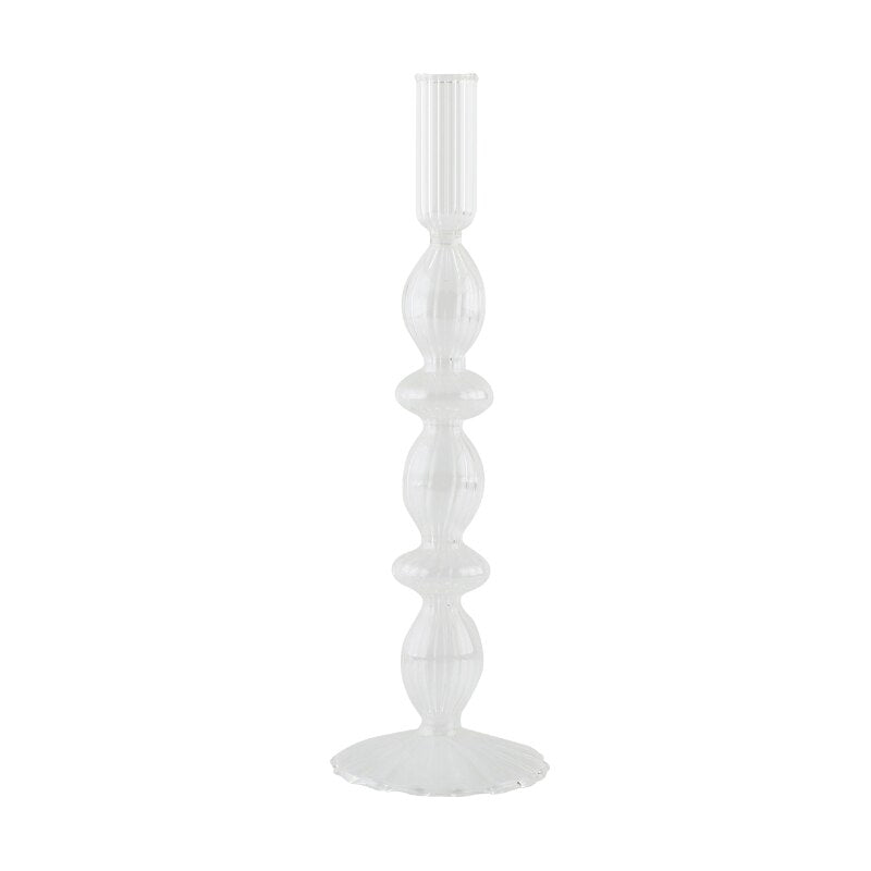 Ribbed Glass Candleholders - Pastel