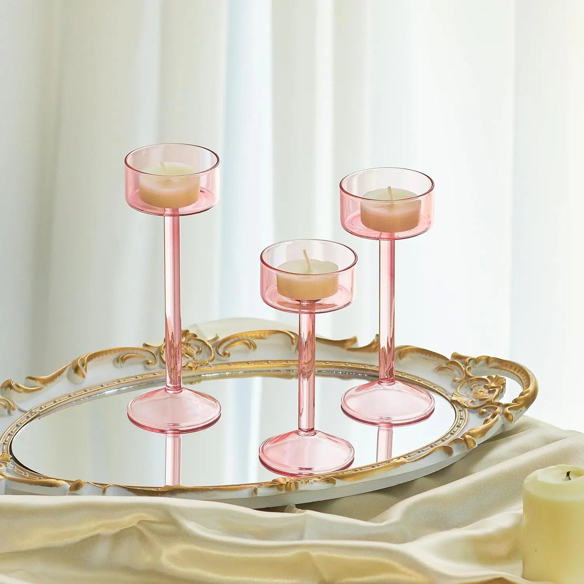 3-Piece Tealight Glass Candle Holder Set