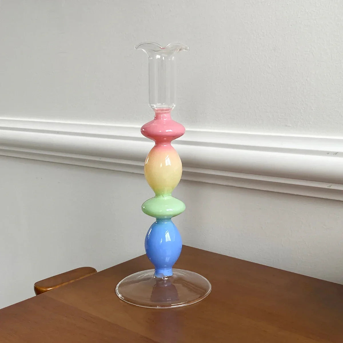 Rainbow Gradient Glass Candle Holder
