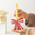 Classic Striped Bow Ceramic Candle Holder