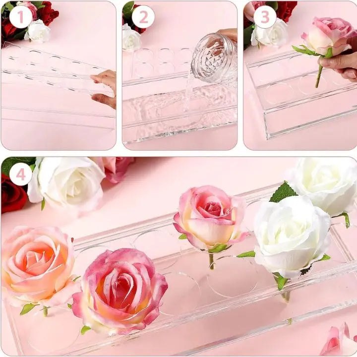 Transparent Acrylic Flower Vase – 16-Hole Design