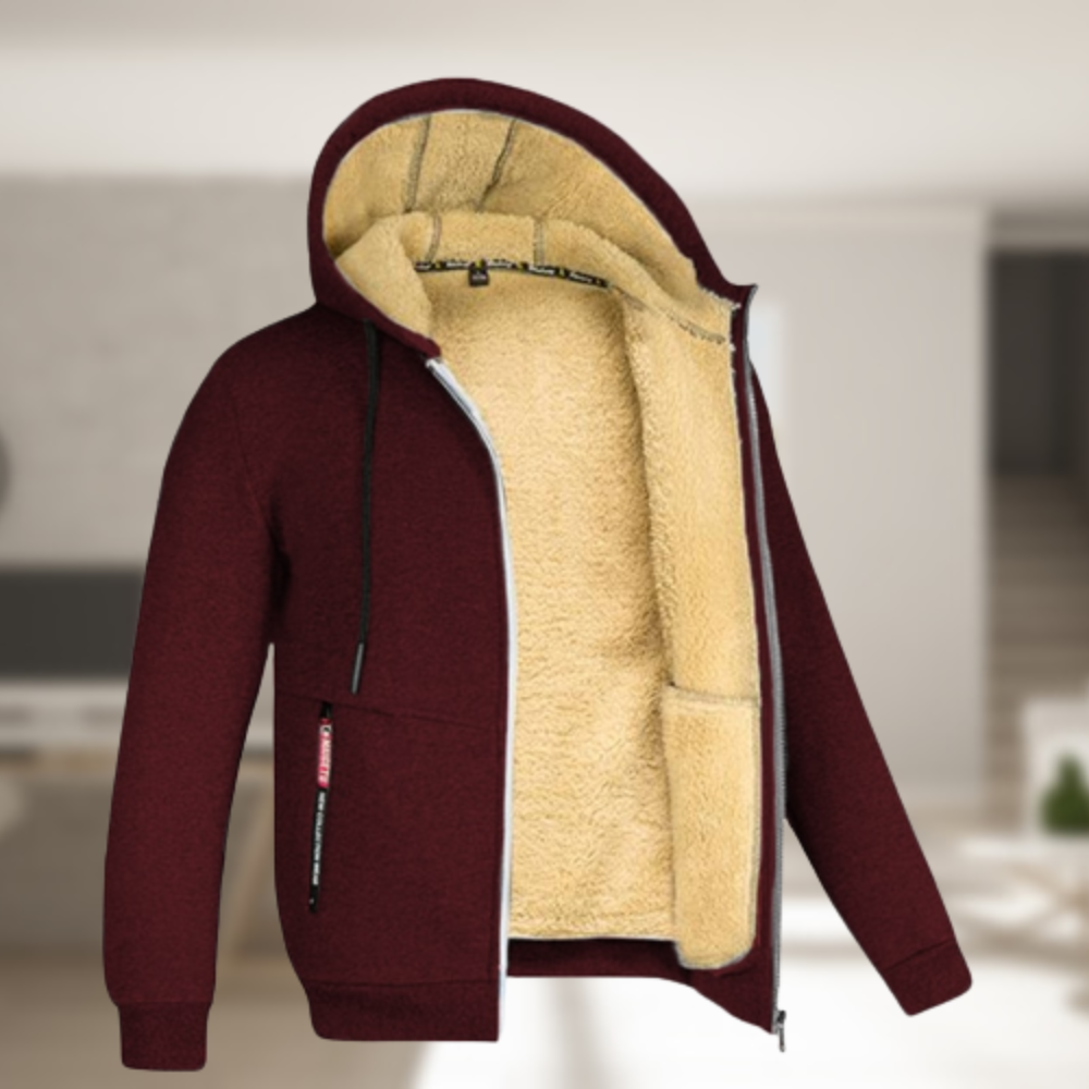 Casual winter hoodie for men with fleece lining