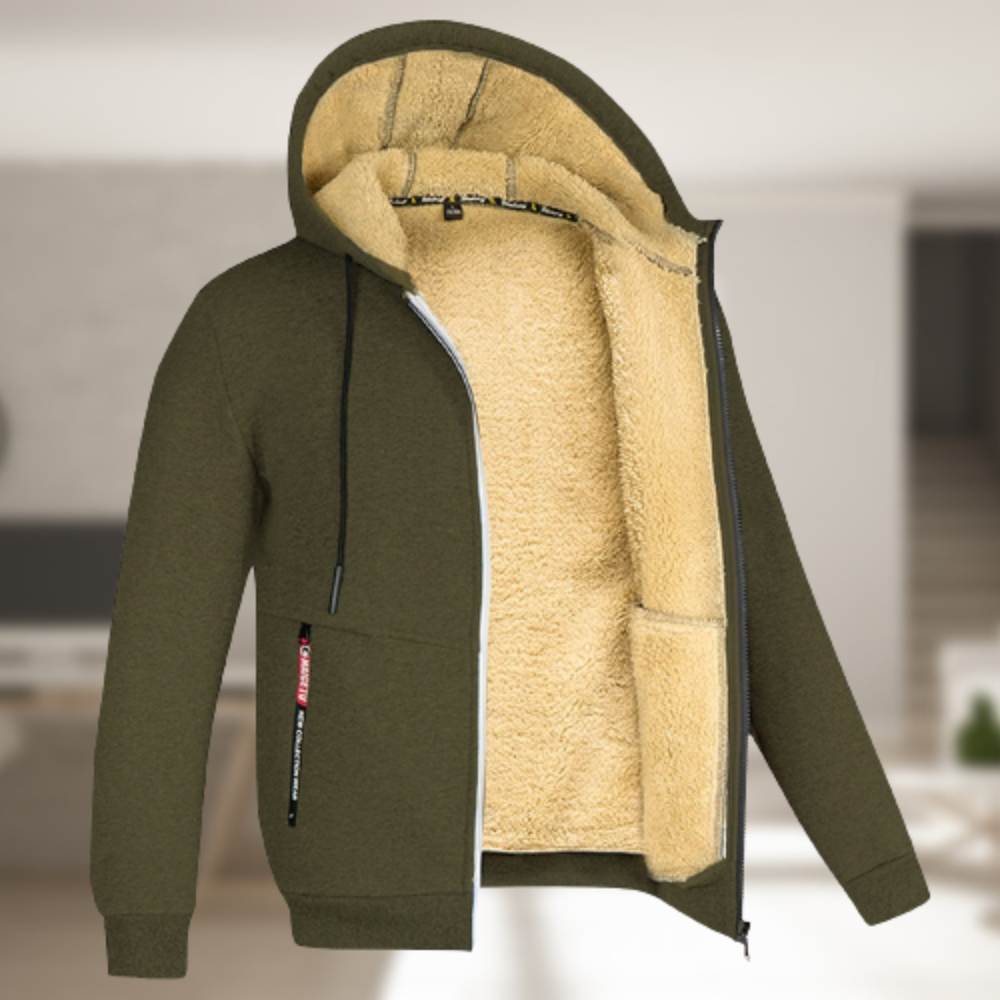 Casual winter hoodie for men with fleece lining
