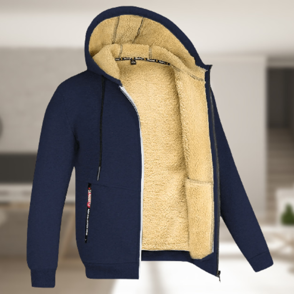 Casual winter hoodie for men with fleece lining