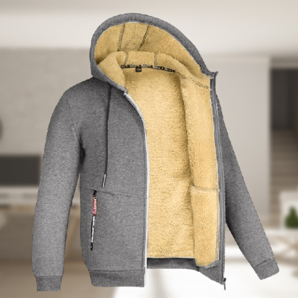 Casual winter hoodie for men with fleece lining