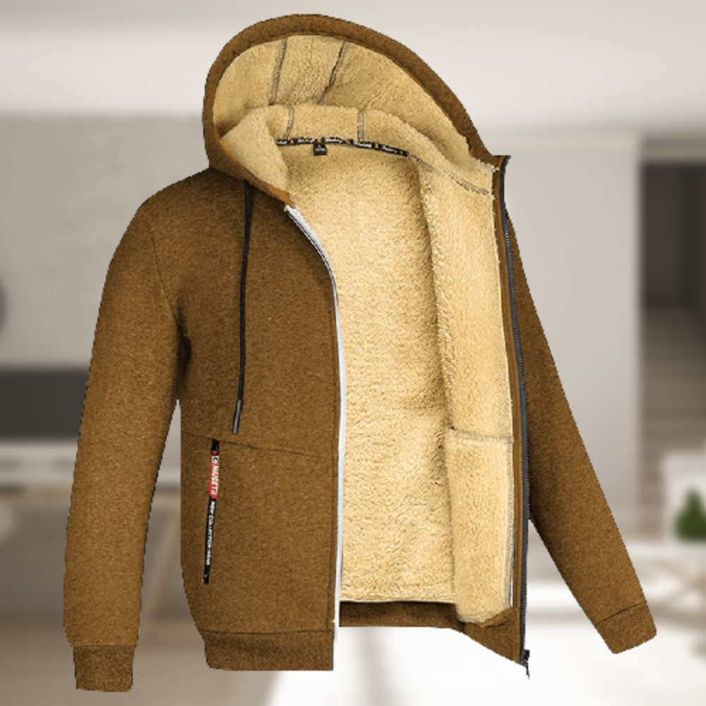 Casual winter hoodie for men with fleece lining