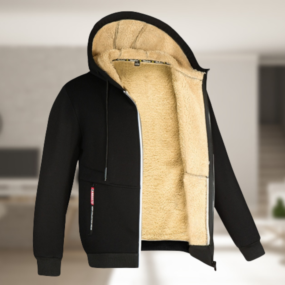 Casual winter hoodie for men with fleece lining