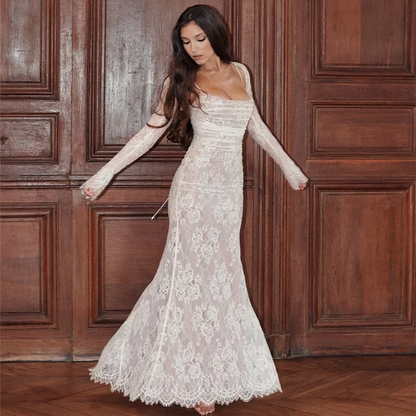 Sylis | Maxi dress with lace embroidery and straps