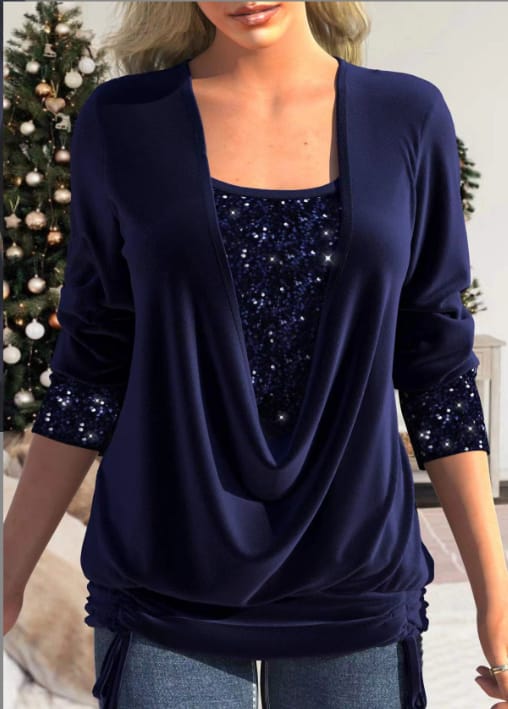 Sylis-Mode | Women's Blouse Long Sleeve & Sequins Elegant & Comfortable Fit