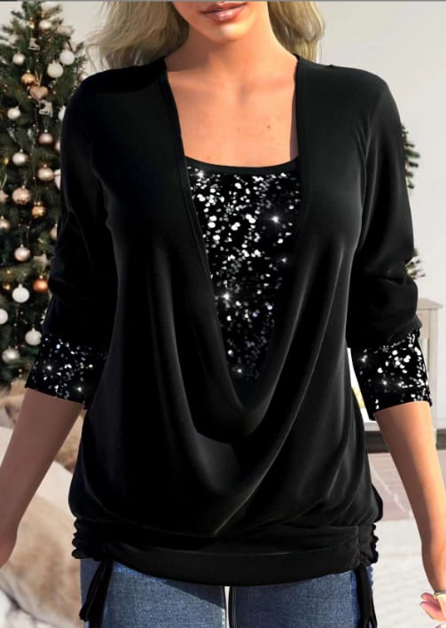Sylis-Mode | Women's Blouse Long Sleeve & Sequins Elegant & Comfortable Fit