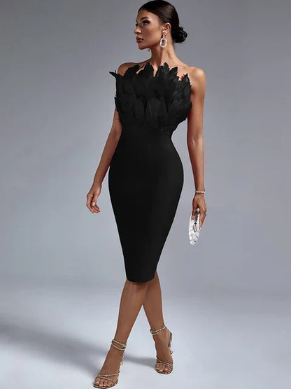 Sylis | Feather Bandage Dress for Elegant Ladies