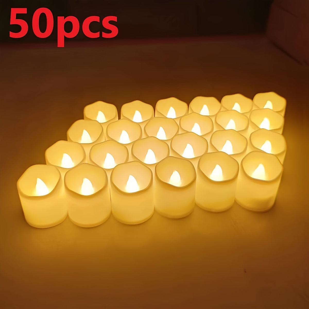 24/50/100 Pack flameless LED candles – battery-operated flickering tealights, smokeless and romantic for weddings and engagements