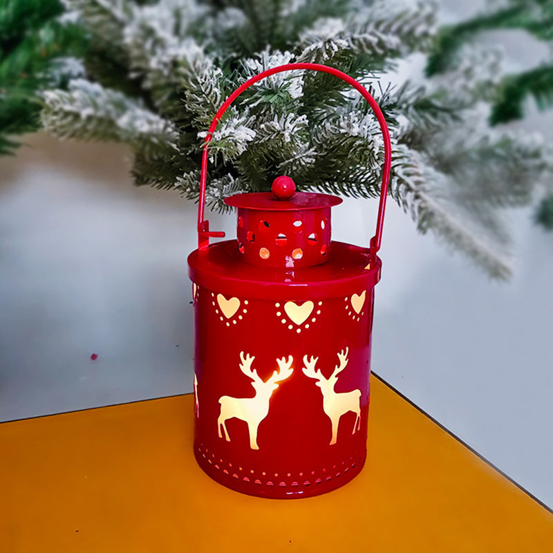 Electronic Christmas Candle with Flickering LED Light – Decorative Iron Candle Holder for Indoor