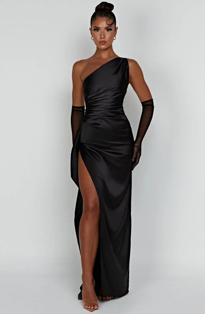 Sylis divided satin with one shoulder