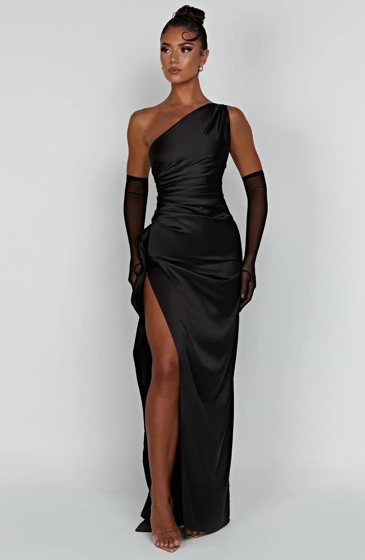 Sylis divided satin with one shoulder