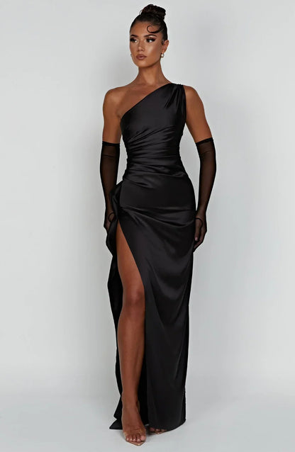Sylis divided satin with one shoulder