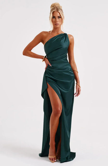 Sylis divided satin with one shoulder