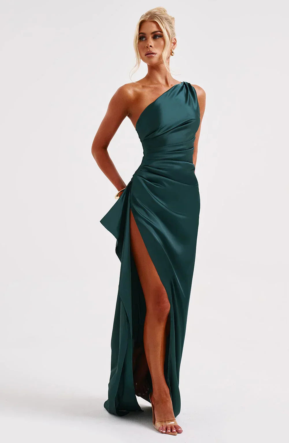 Sylis divided satin with one shoulder