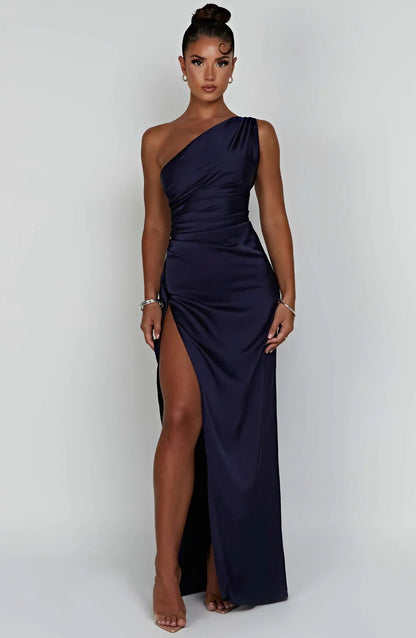 Sylis divided satin with one shoulder