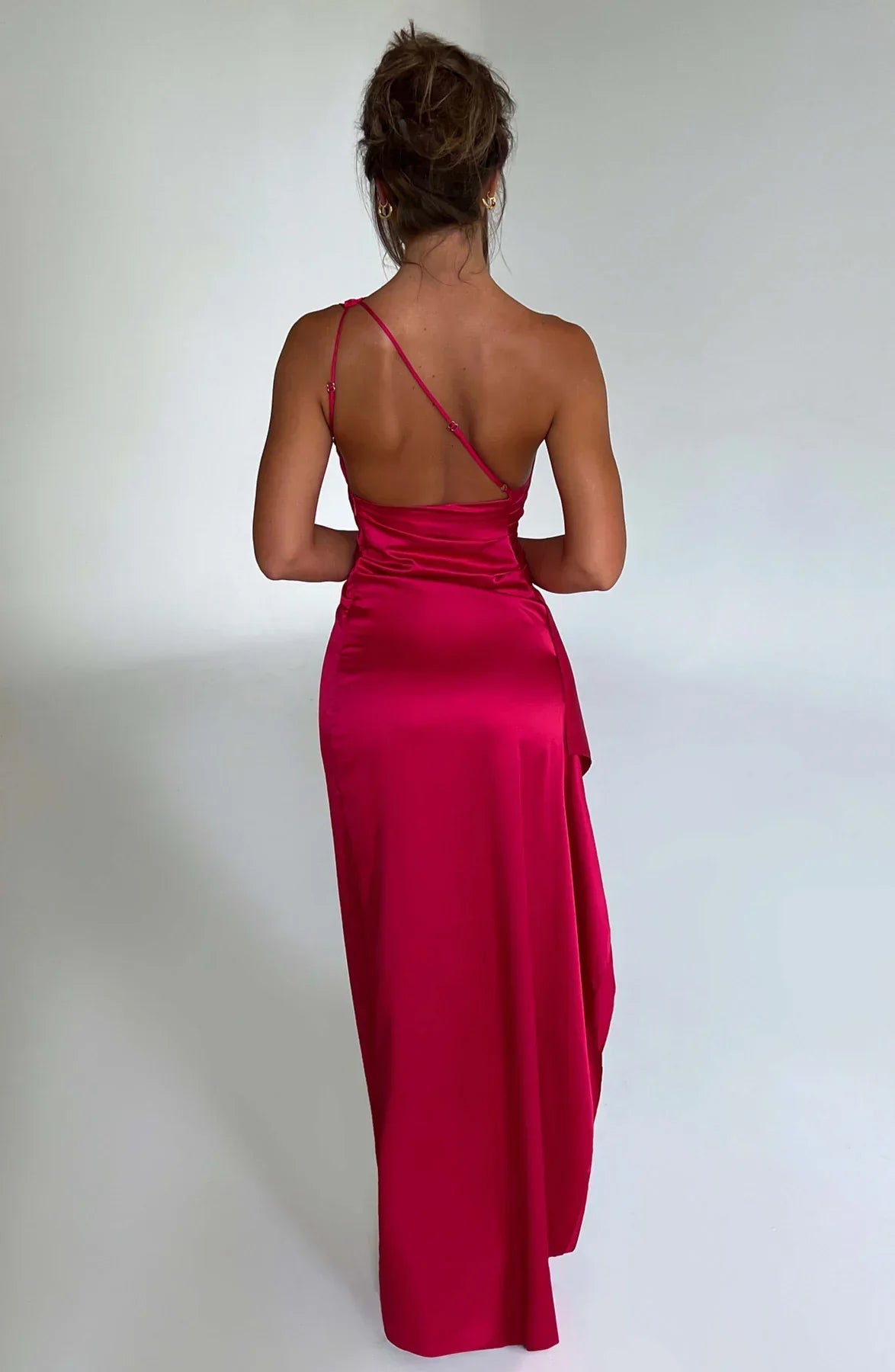 Sylis | one-shoulder satin slit dress