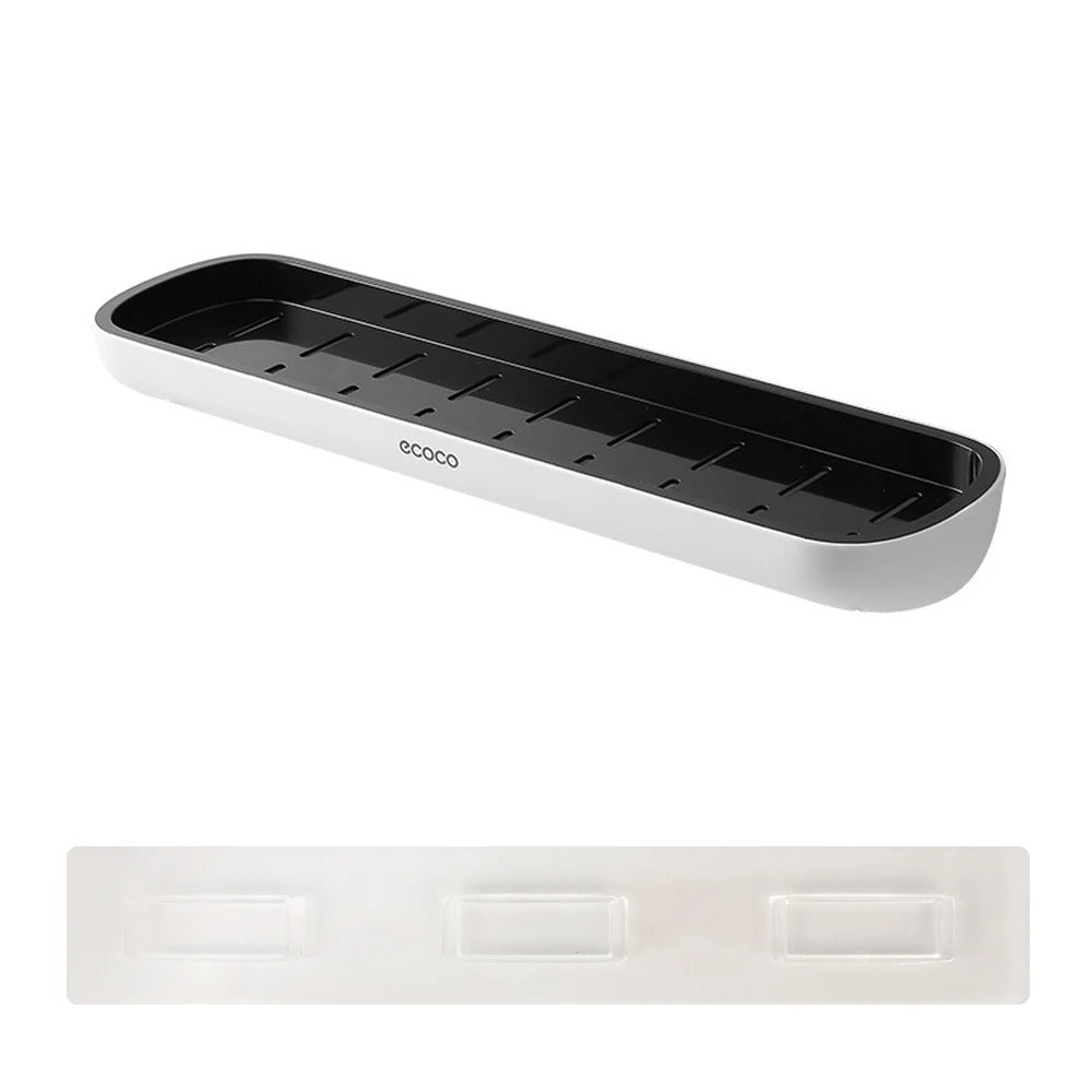 Wall-mounted shower shelf without drilling – With towel holder & drainage holes